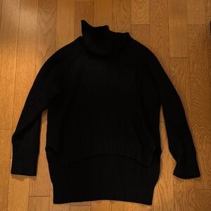 Black Ribbed Turtleneck Sweater